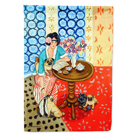 Lady with her Pug Flag Canvas House Size