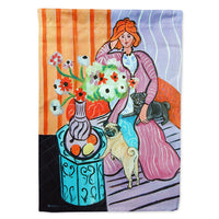 Lady with her Pug Flag Canvas House Size