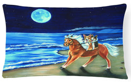 Corgi Beach Ride on Horse Fabric Decorative Pillow 7318PW1216