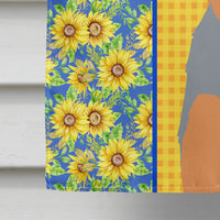 Summer Sunflowers Blue and Tan Puppy Cut Yorkshire Terrier House Flag