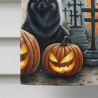 Keeshond Spooky Halloween House Flag