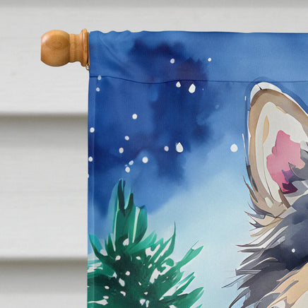 Keeshond Christmas House Flag