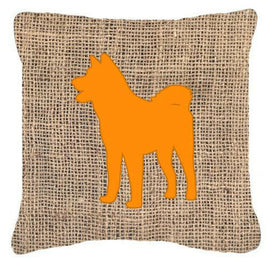 Akita Burlap and Orange   Canvas Fabric Decorative Pillow BB1082