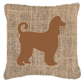 Afghan Hound Burlap and Brown   Canvas Fabric Decorative Pillow BB1066