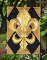 Black and Gold Fleur de lis New Orleans Flag Garden Size