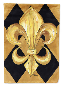 Black and Gold Fleur de lis New Orleans Flag Garden Size