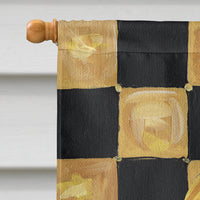 Black and Gold Fleur de lis checkered Flag Canvas House Size