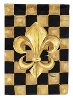 Black and Gold Fleur de lis checkered Flag Canvas House Size