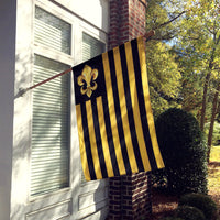 Black and Gold Fleur de lis Nation Flag Canvas House Size