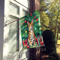 Toyger Cat by the Christmas Tree House Flag