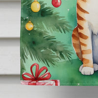 Safari Cat by the Christmas Tree House Flag