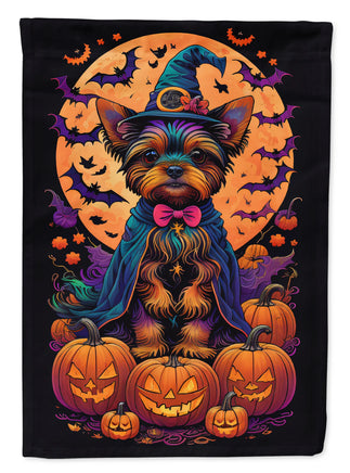 Yorkie Witchy Halloween House Flag