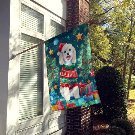 Bichon Frise Christmas House Flag