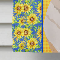 Summer Sunflowers Fawn Cardigan Corgi House Flag