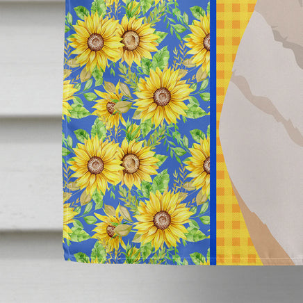 Summer Sunflowers Fawn Cardigan Corgi House Flag