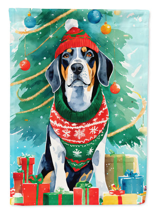 Bluetick Coonhound Christmas House Flag