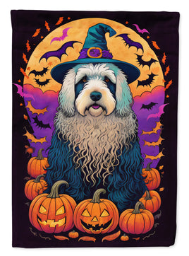 Old English Sheepdog Witchy Halloween House Flag