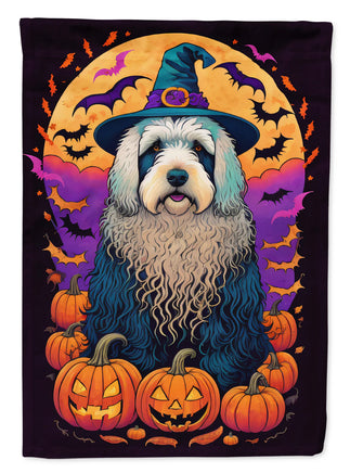 Old English Sheepdog Witchy Halloween House Flag