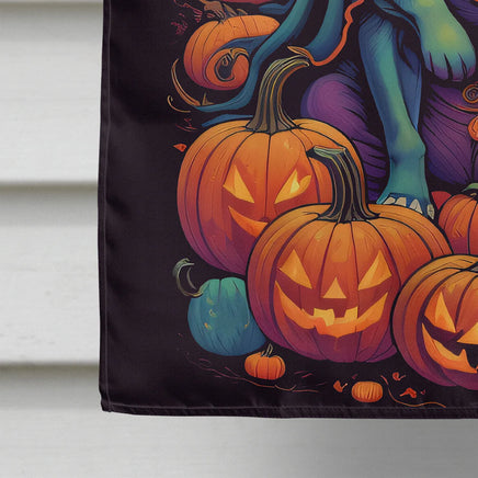 Black French Bulldog Witchy Halloween House Flag