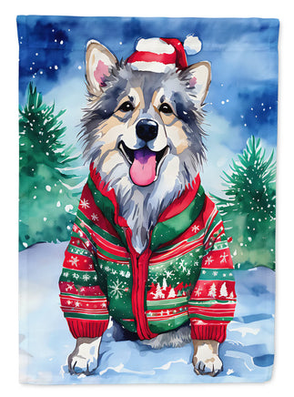 Keeshond Christmas House Flag