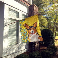 Summer Sunflowers Sable Pembroke Corgi House Flag