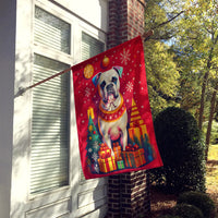 White Boxer Holiday Christmas House Flag