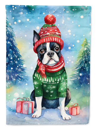 Boston Terrier Christmas House Flag