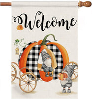 Thanksgiving Fall Garden Flag 28X40, Pumpkin Gnome Pumpkin Truck Welcome Large Fall Flag for Fall Autumn Thanksgiving Outdoor Yard Decor Double Sided