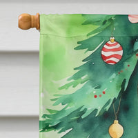 York Chocolate Cat by the Christmas Tree House Flag