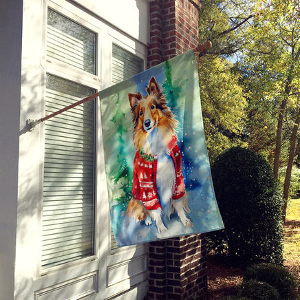 Sheltie Christmas House Flag