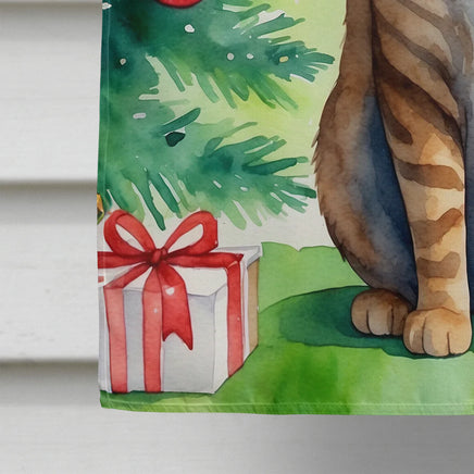 Sokoke Cat by the Christmas Tree House Flag