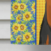 Summer Sunflowers Black and Tan Full Coat Yorkshire Terrier House Flag