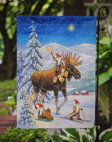 Christmas Gnome riding Reindeer Flag Garden Size ACG0102GF