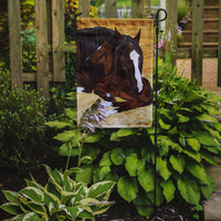 Bay Mare Foal Horse Flag Garden Size