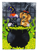 Brewing up Trouble Halloween Dachshund Flag Garden Size