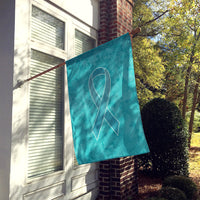 Teal Ribbon for Ovarian Cancer Awareness Flag Canvas House Size AN1201CHF