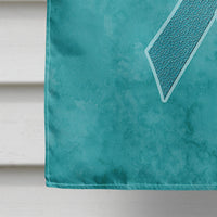 Teal and White Ribbon for Cervical Cancer Awareness Flag Canvas House Size AN1215CHF