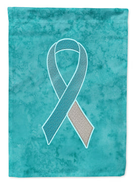 Teal and White Ribbon for Cervical Cancer Awareness Flag Canvas House Size AN1215CHF