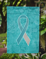 Teal and White Ribbon for Cervical Cancer Awareness Flag Garden Size