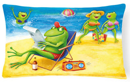 Frogs on the Beach Fabric Decorative Pillow APH0080PW1216