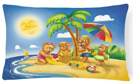 Bears Playing at the Beach Fabric Decorative Pillow APH0375PW1216