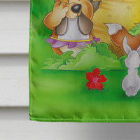 Animals under the coconut tree Flag Canvas House Size APH0977CHF