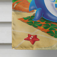 Dolphin Sunning on the Beach Flag Canvas House Size APH2488CHF