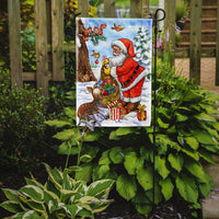 Christmas Santa Claus handing out presents Flag Garden Size APH5444GF