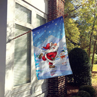 Christmas Santa Claus Ice Skating Flag Canvas House Size APH6386CHF