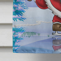 Christmas Santa Claus Ice Skating Flag Canvas House Size APH6386CHF