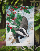 Badgers with Holly Berries Flag Garden Size ASA2039GF