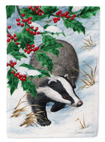 Badgers with Holly Berries Flag Garden Size ASA2039GF