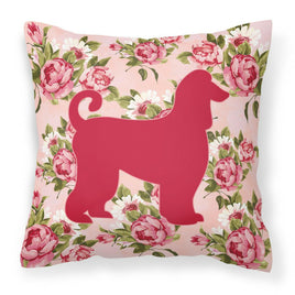 Afghan Hound Shabby Chic Pink Roses  Fabric Decorative Pillow BB1066-RS-PK-PW1414