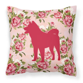 Akita Shabby Chic Pink Roses  Fabric Decorative Pillow BB1082-RS-PK-PW1414